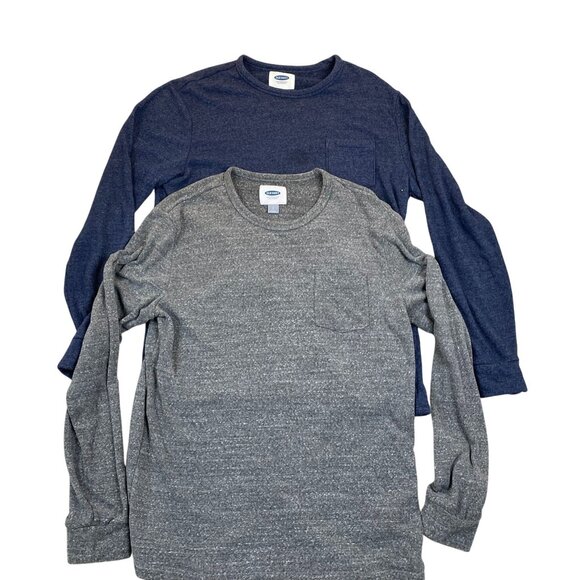 Old Navy Mens Long-Sleeve T-Shirts Lot of Two Large Navy Gray Casual Pullover - Picture 1 of 13